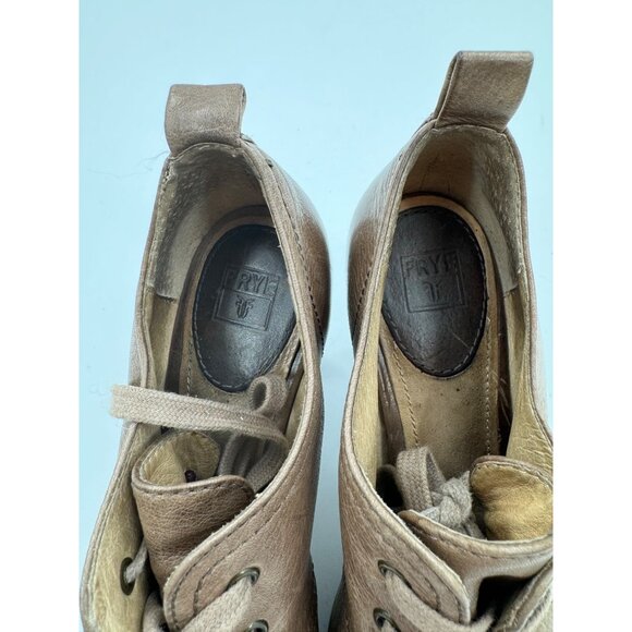 Frye Marissa Brown Leather Lace-Up Heeled Oxford Size 6.5 M Shoes - Picture 10 of 10